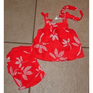 NEW NWT Infant Girls Sz 3 Months Shirt, Bloomer Shorts & Headband 3 Pc Outfit